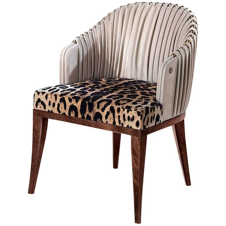 Roberto Cavalli Iconic Collection Sharpei Armchair in Medium Brown Pattern For Sale