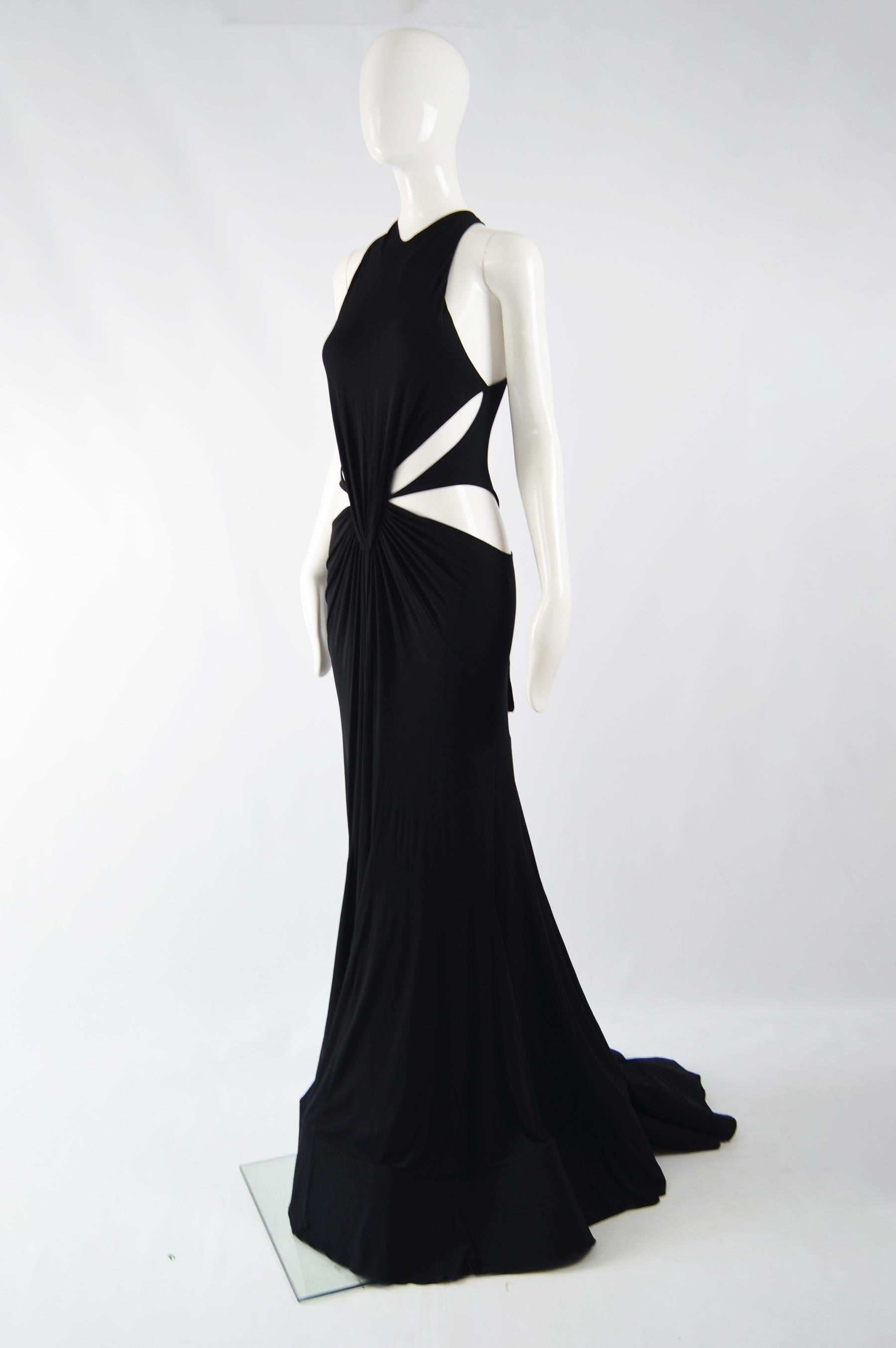 Black Roberto Cavalli Iconic Cut Out Evening Gown