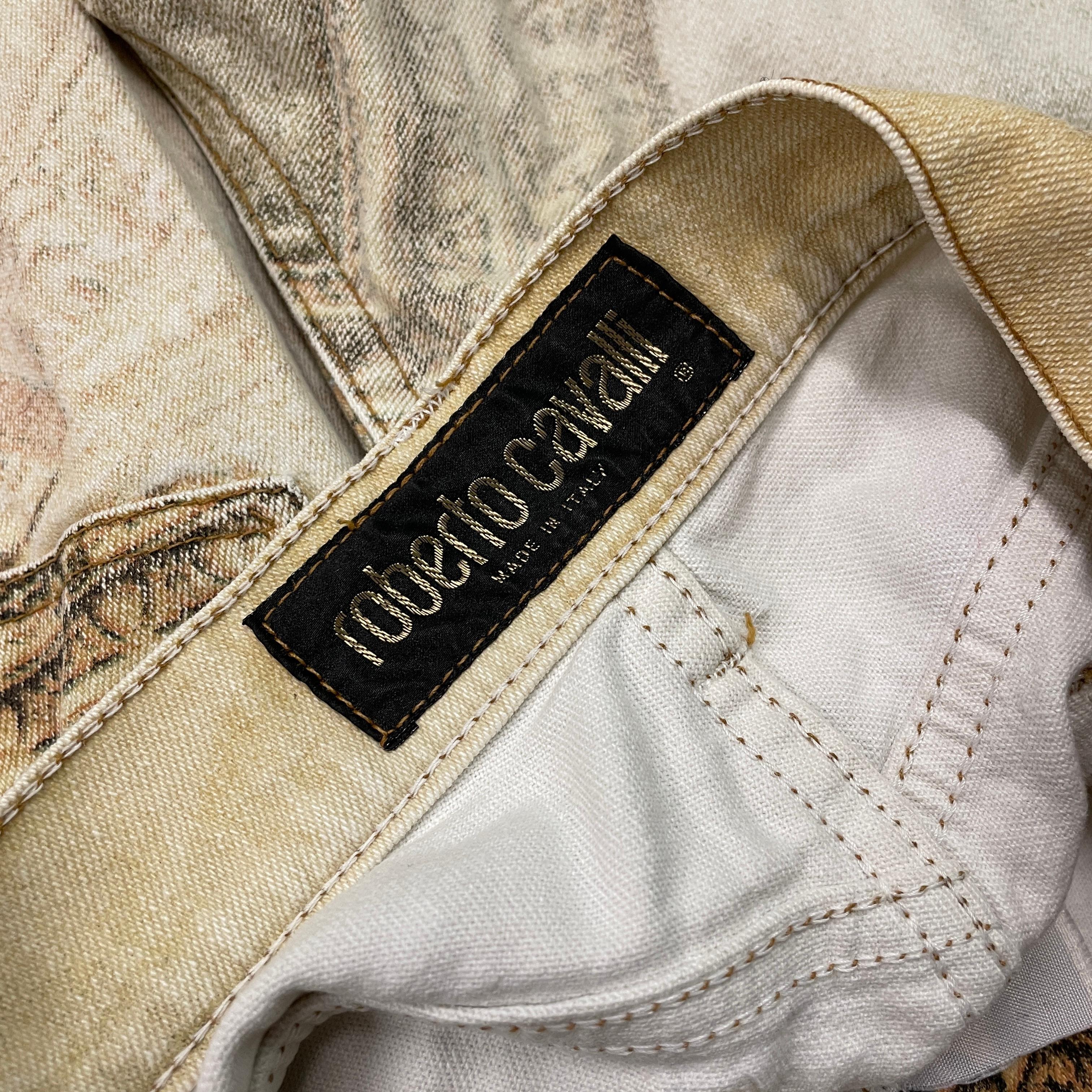 Roberto Cavalli Iconic Renaissance printed Jeans Runway Fall / Winter 1994 For Sale 1