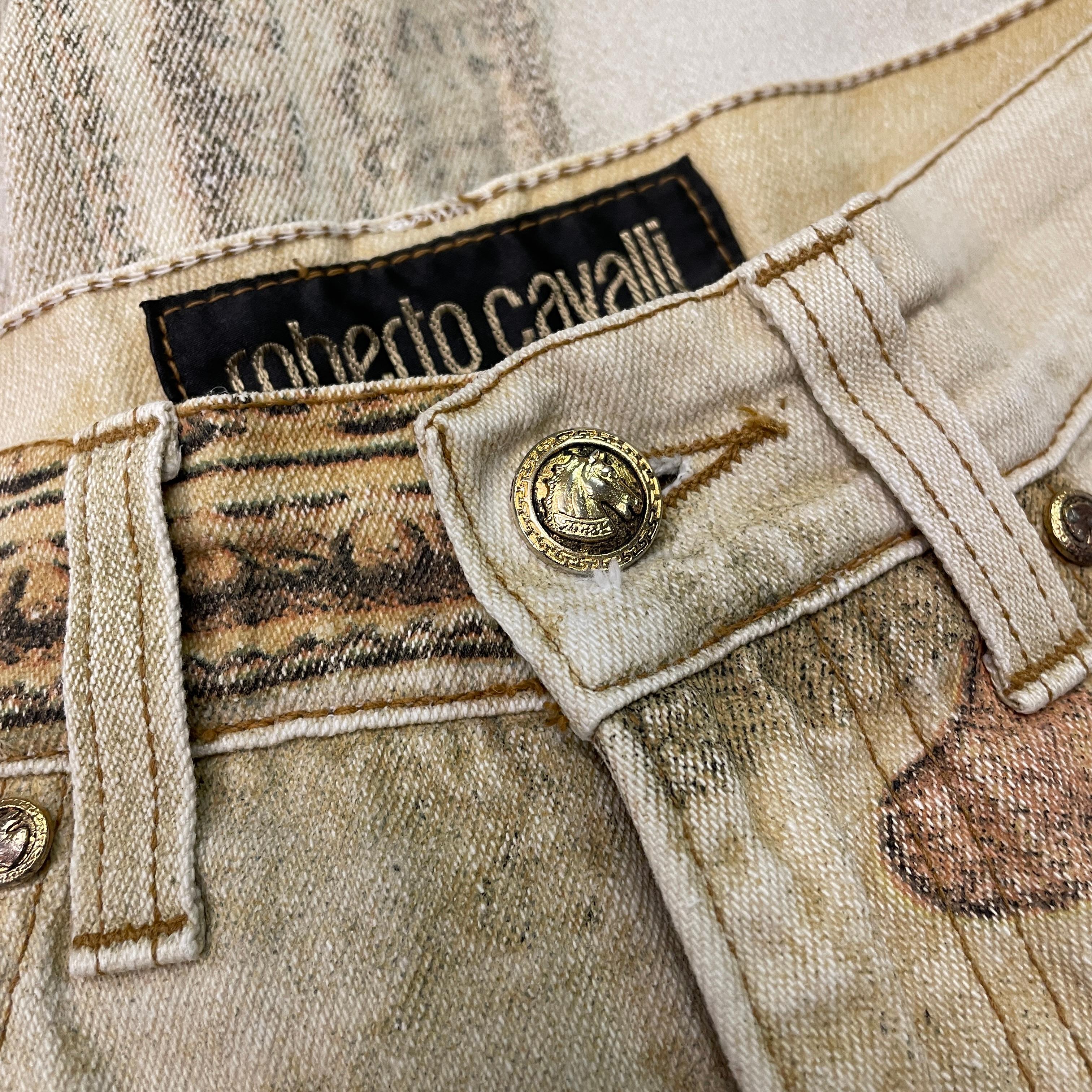 Roberto Cavalli Iconic Renaissance printed Jeans Runway Fall / Winter 1994 For Sale 2