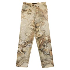 Vintage Roberto Cavalli Iconic Renaissance printed Jeans Runway Fall / Winter 1994