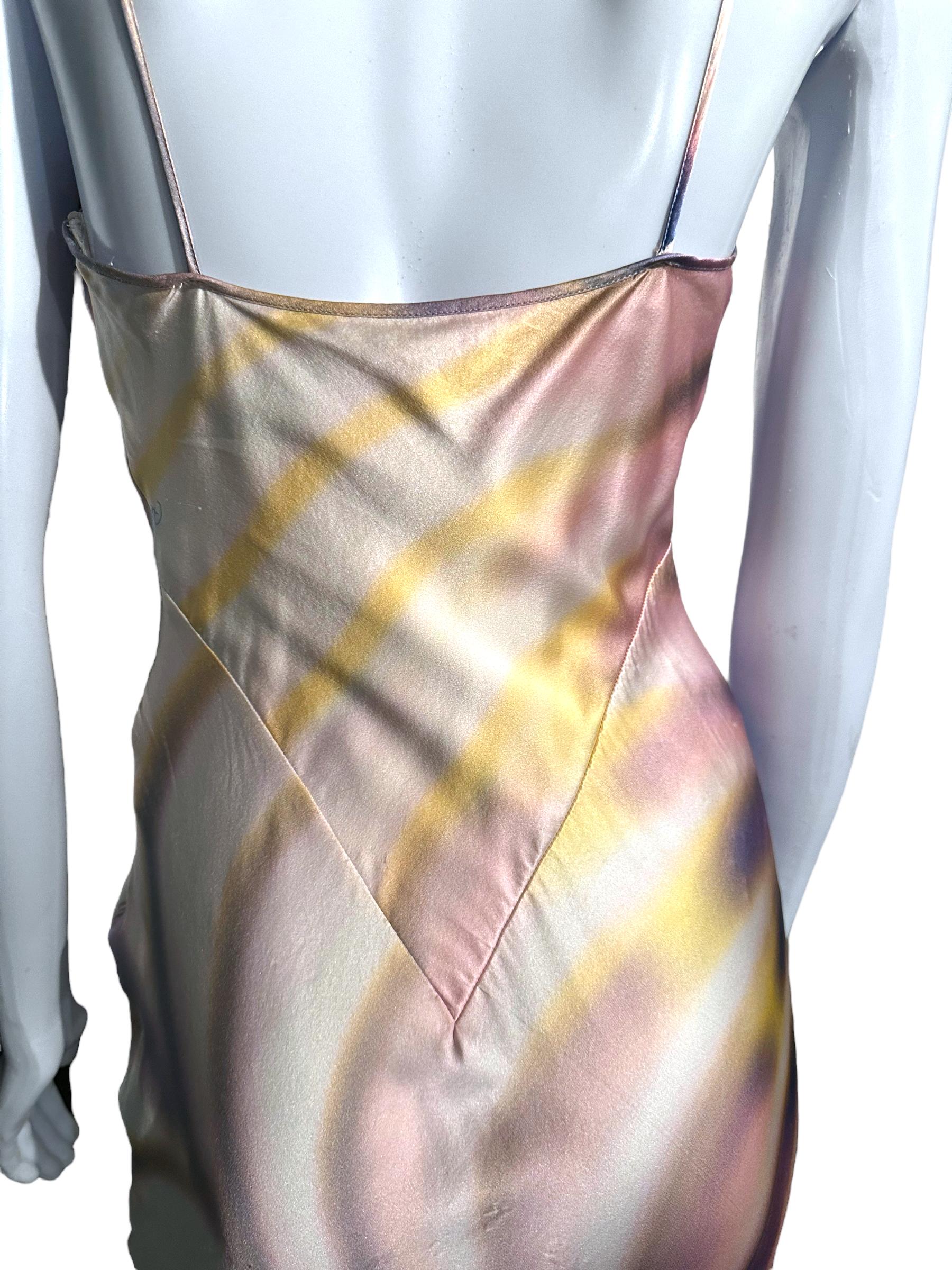 Women's Roberto Cavalli Iconic Ss 2001 Psychedelic Print Cowl Neck Bias-Cut Silk Dress For Sale