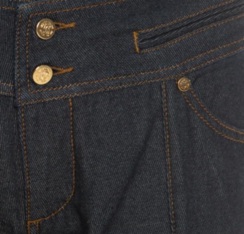 Roberto Cavalli Jeans cropped in cotone denim indaco M. I. in vendita 1