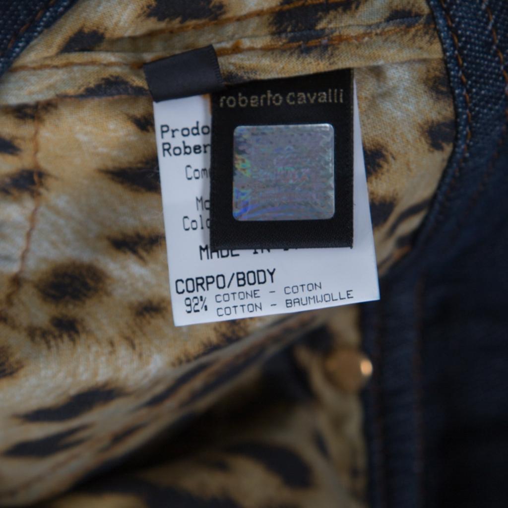Roberto Cavalli Indigo Cotton Twill Denim Cropped Jeans M In Excellent Condition In Dubai, Al Qouz 2