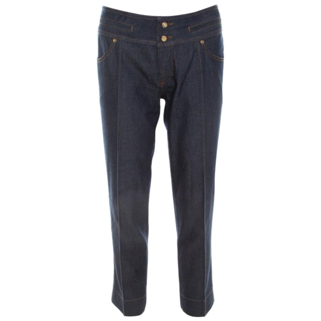 Roberto Cavalli Indigo Cotton Twill Denim Cropped Jeans M