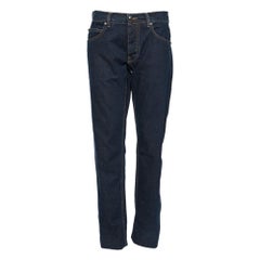 Roberto Cavalli Indigo Denim Embroidered Trim Detail Button-Up Jeans L