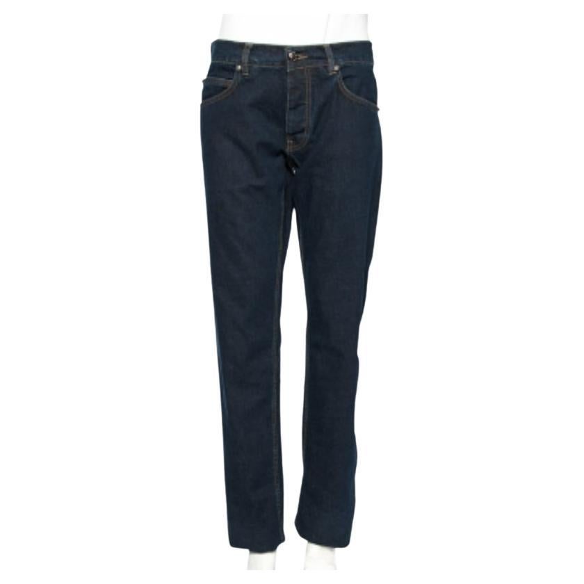Roberto Cavalli Jeans Indigo Denim Ricamato Dettaglio Bottone L