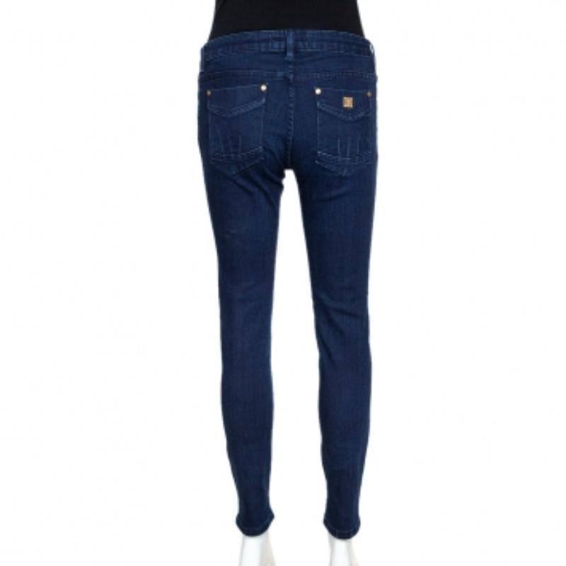 Nero Roberto Cavalli Indigo Denim Tapered Fitted Jeans M in vendita