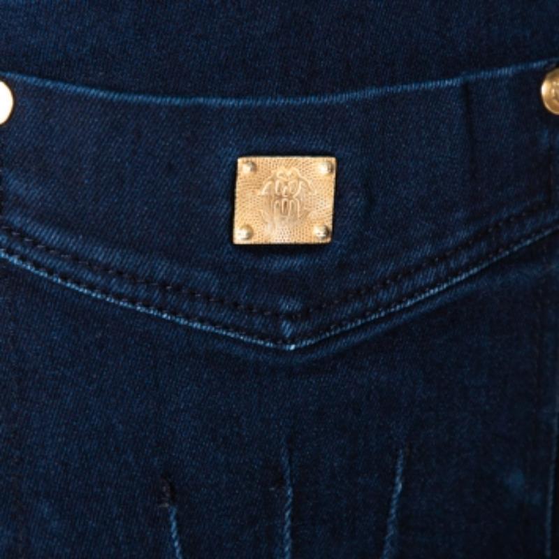 Donna Roberto Cavalli Indigo Denim Tapered Fitted Jeans M in vendita