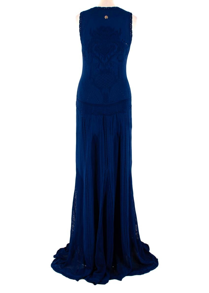 Black Roberto Cavalli Indigo Knit Embroidered Gown - Size US 6 For Sale