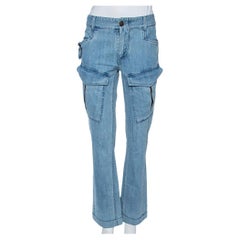 Roberto Cavalli Indigo Light Wash Denim Cargo Jeans S