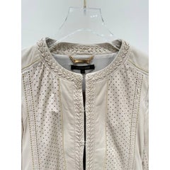 Roberto Cavalli Ivory Leather Cropped Jacket IT 40
