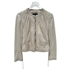Roberto Cavalli Ivory Leather Cropped Jacket IT 40