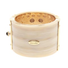 Roberto Cavalli Ivory-Look Gold-Plated Bulls Head Perspex Cuff