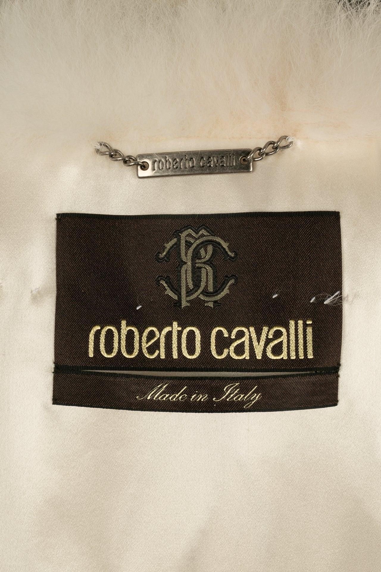 Roberto Cavalli Jacket/Bolero 2010s in White Fox and Muslin Enlivened For Sale 3