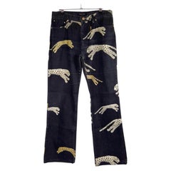 Roberto Cavalli Vintage-Jeans mit Tiermuster von Leoparden und Tigern