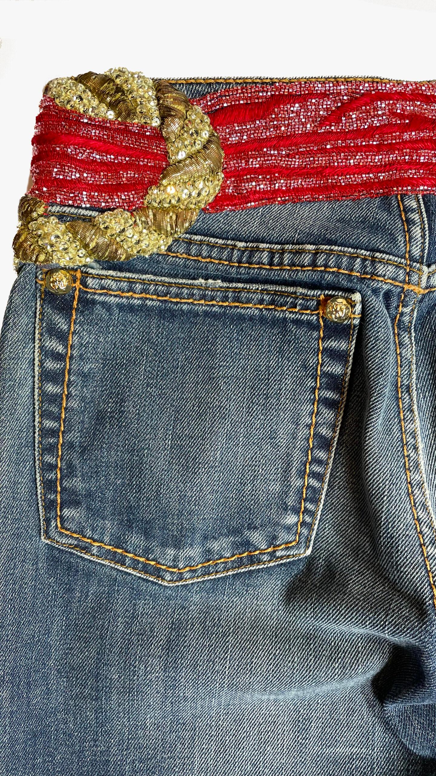 Donna Jeans Roberto Cavalli con una cintura di perline, anni 2000 in vendita
