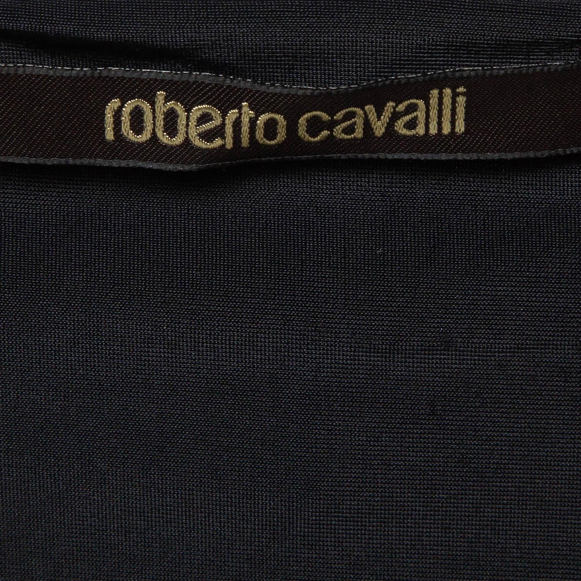 Roberto Cavalli Jersey Estampado Multicolor Top con Detalle de Encaje M en Bueno estado para la venta en Dubai, Al Qouz 2