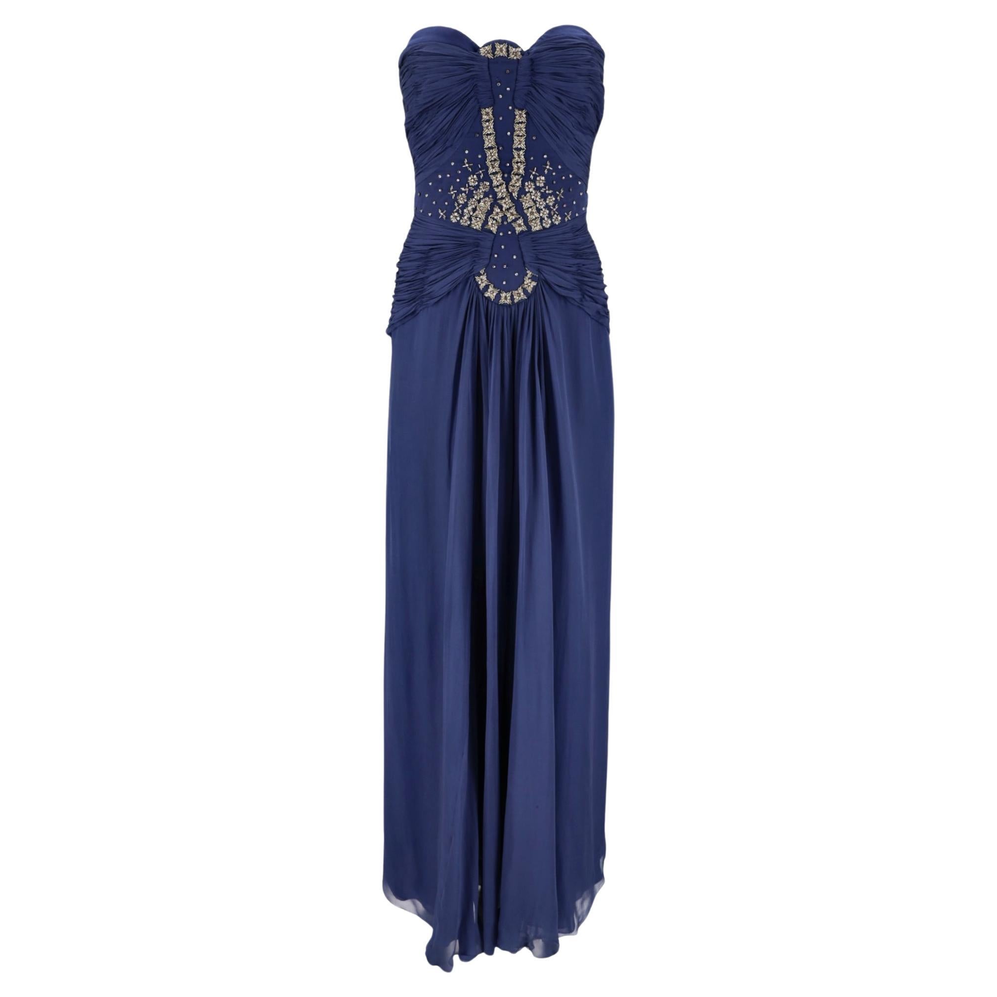 Roberto Cavalli Jewel Embellished Silk Evening Gown For Sale