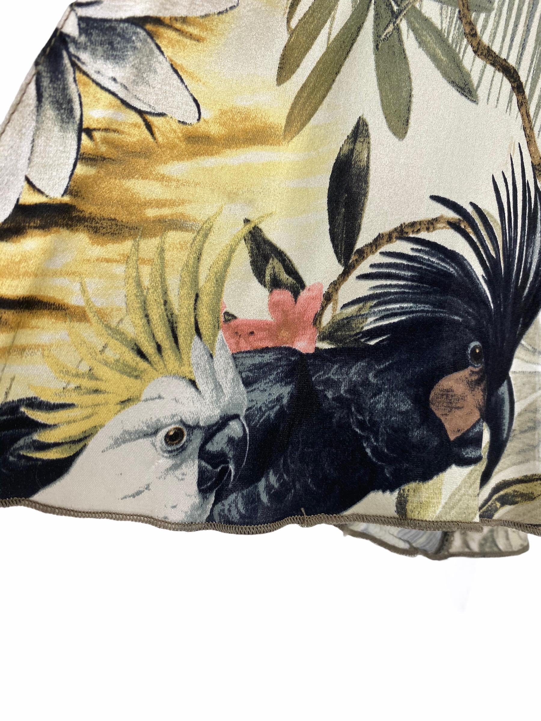 Gray Roberto Cavalli Jungle Print Silk Gown