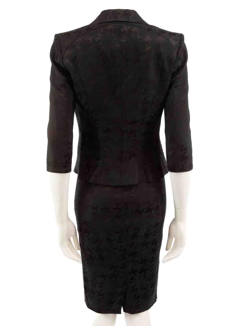 Roberto Cavalli Just Cavalli Black Houndstooth Skirt Suit Size S In Good Condition For Sale In London, GB