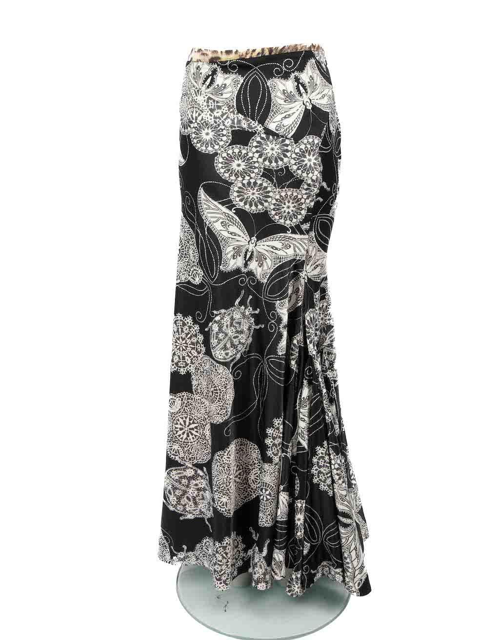 Roberto Cavalli Just Cavalli Black Lace Print Maxi Skirt Size S In Excellent Condition For Sale In London, GB