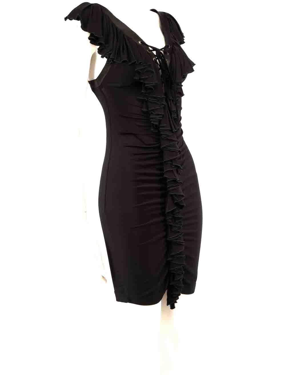 CONDITION is Very good. Minimal wear to dress is evident. Minimal wear to the lace-up rivets with tarnishing to the metal hardware on this used Just Cavalli designer resale item.
 
 
 
 Details
 
 
 Black
 
 Viscose
 
 Mini dress
 
 Lace up detail
