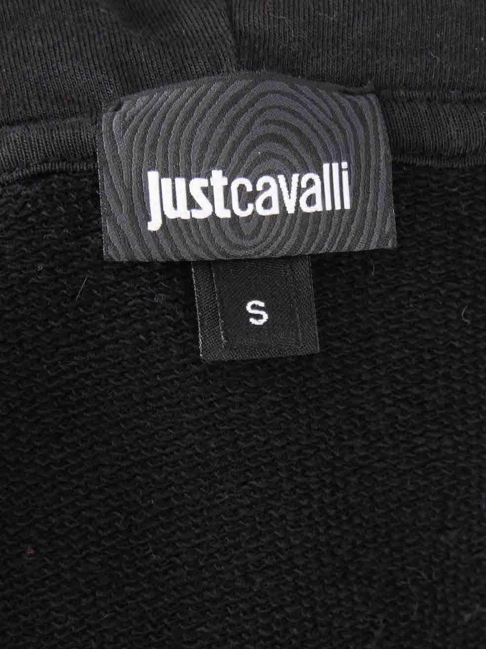 Roberto Cavalli Just Cavalli Black Leather Panel Hooded Bomber Jacket Size S 3