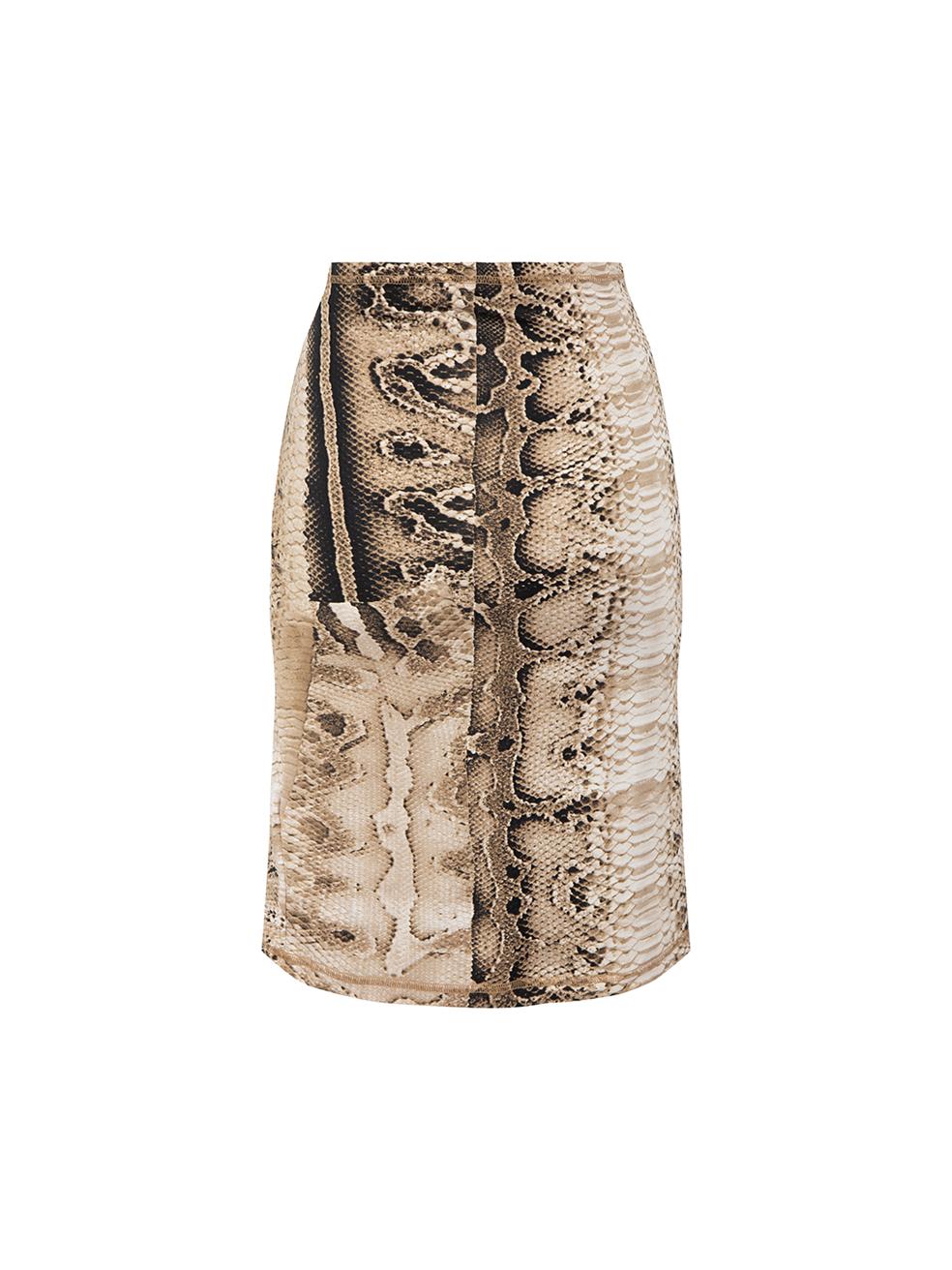 Roberto Cavalli Just Cavalli Brown Snake Print Skirt Size M In Good Condition For Sale In London, GB