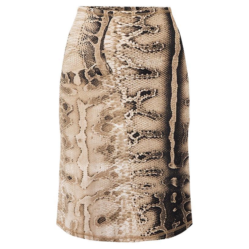 Roberto Cavalli Just Cavalli Brown Snake Print Skirt Size M For Sale