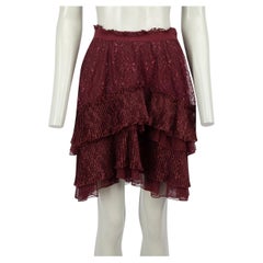 Roberto Cavalli Just Cavalli Burgundy Lace Mini Skirt Size S