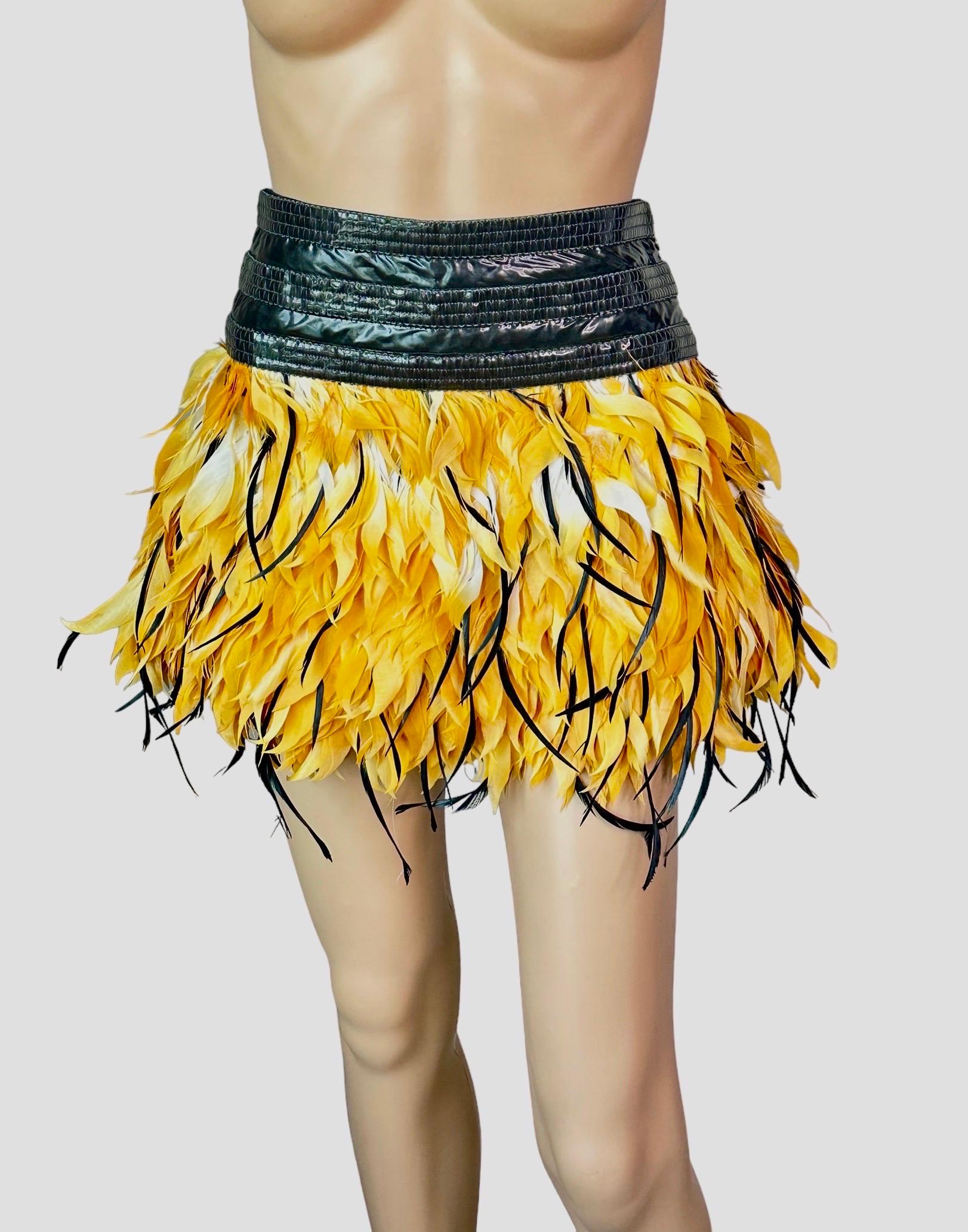 gold feather skirt