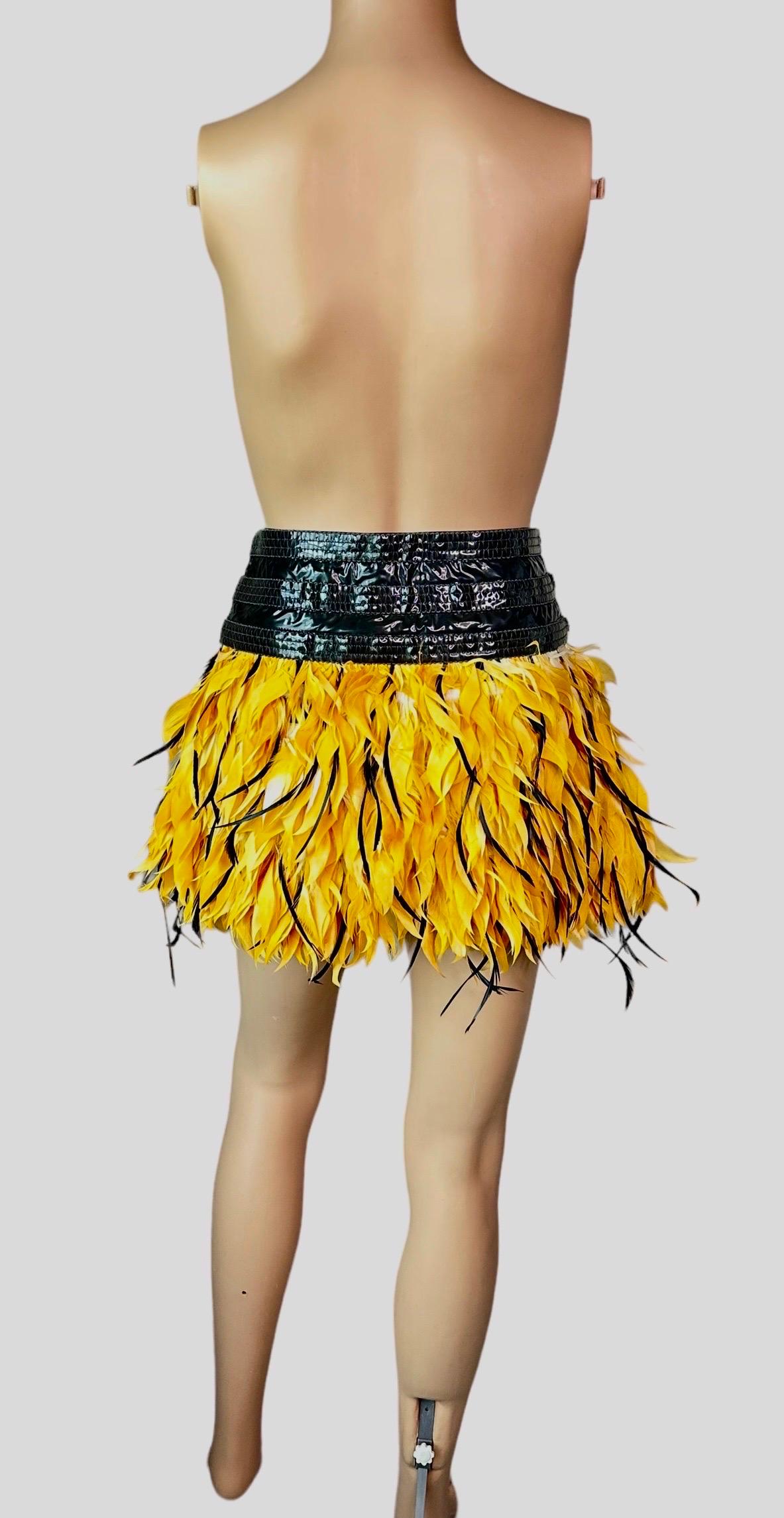 Roberto Cavalli Just Cavalli Feather Yellow Mini Skirt For Sale 1