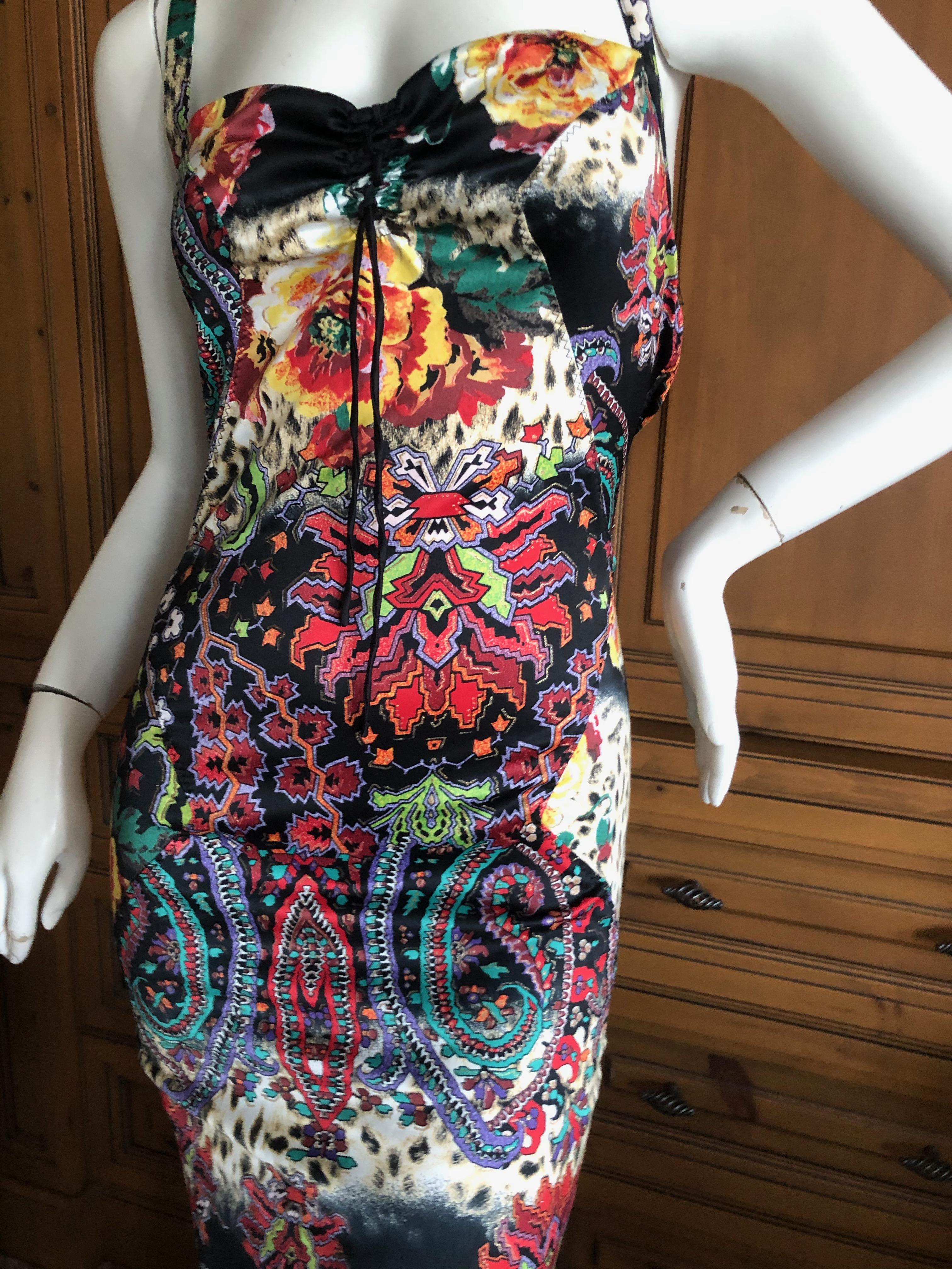 Roberto Cavalli Just Cavalli Fishtail Mermaid Racer Back Evening Dress Size 46 In Excellent Condition For Sale In Cloverdale, CA