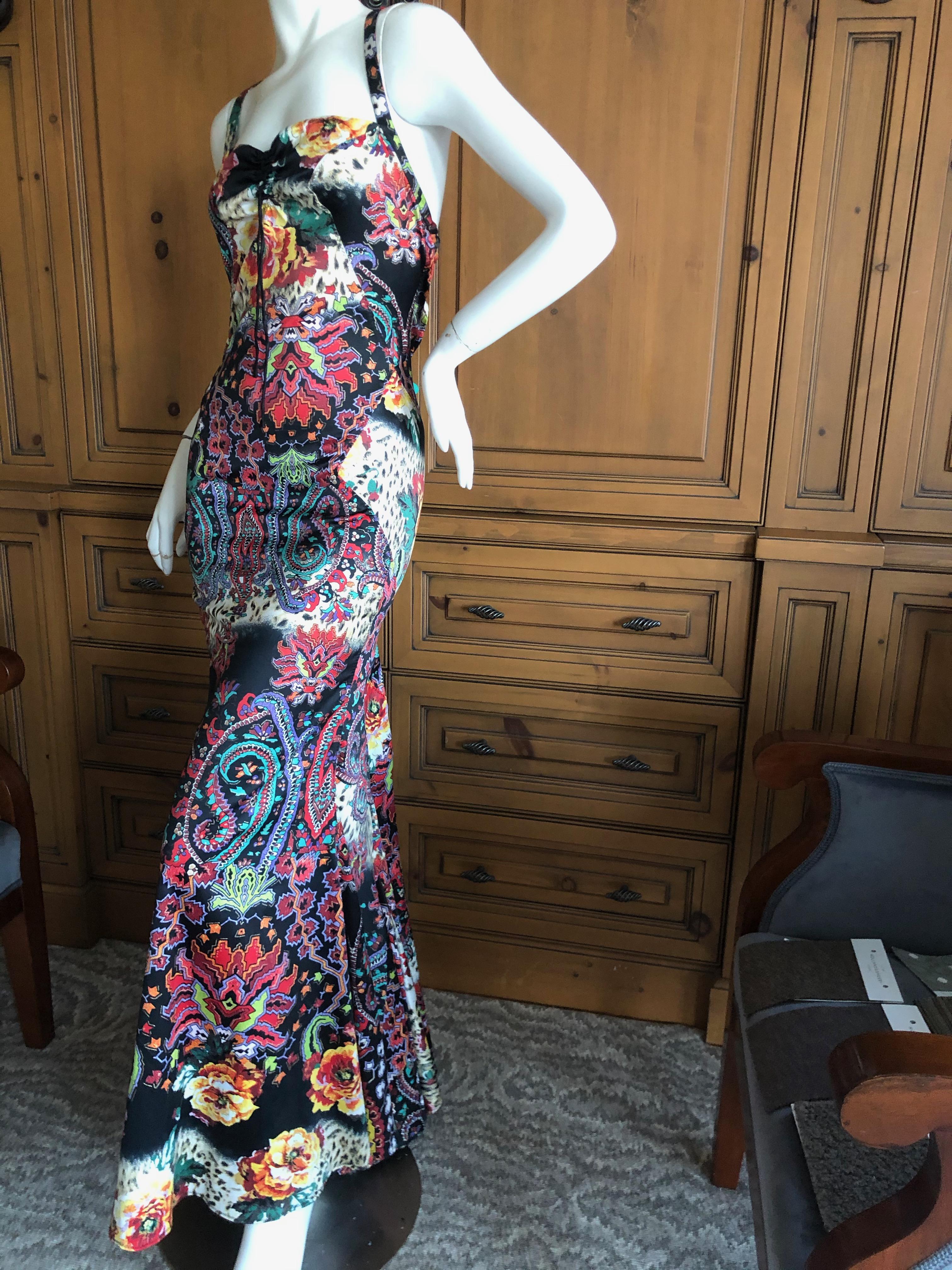 Roberto Cavalli Just Cavalli Fishtail Mermaid Racer Back Evening Dress Size 46 For Sale 1