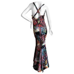 Roberto Cavalli Just Cavalli Fishtail Mermaid Racer Back Evening Dress Size 46