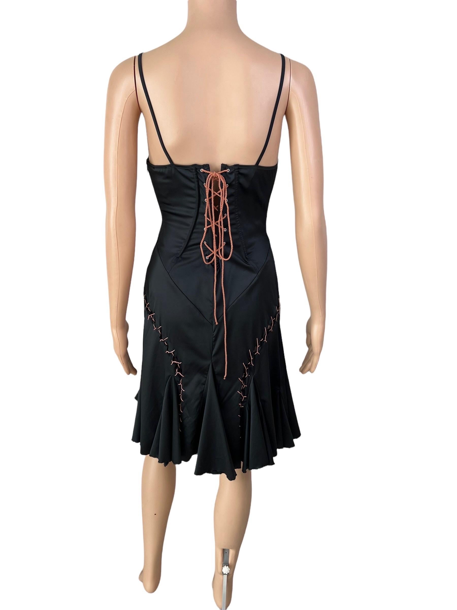 Roberto Cavalli Just Cavalli Lace Up Cutout Bustier Black Mini Dress For Sale 1