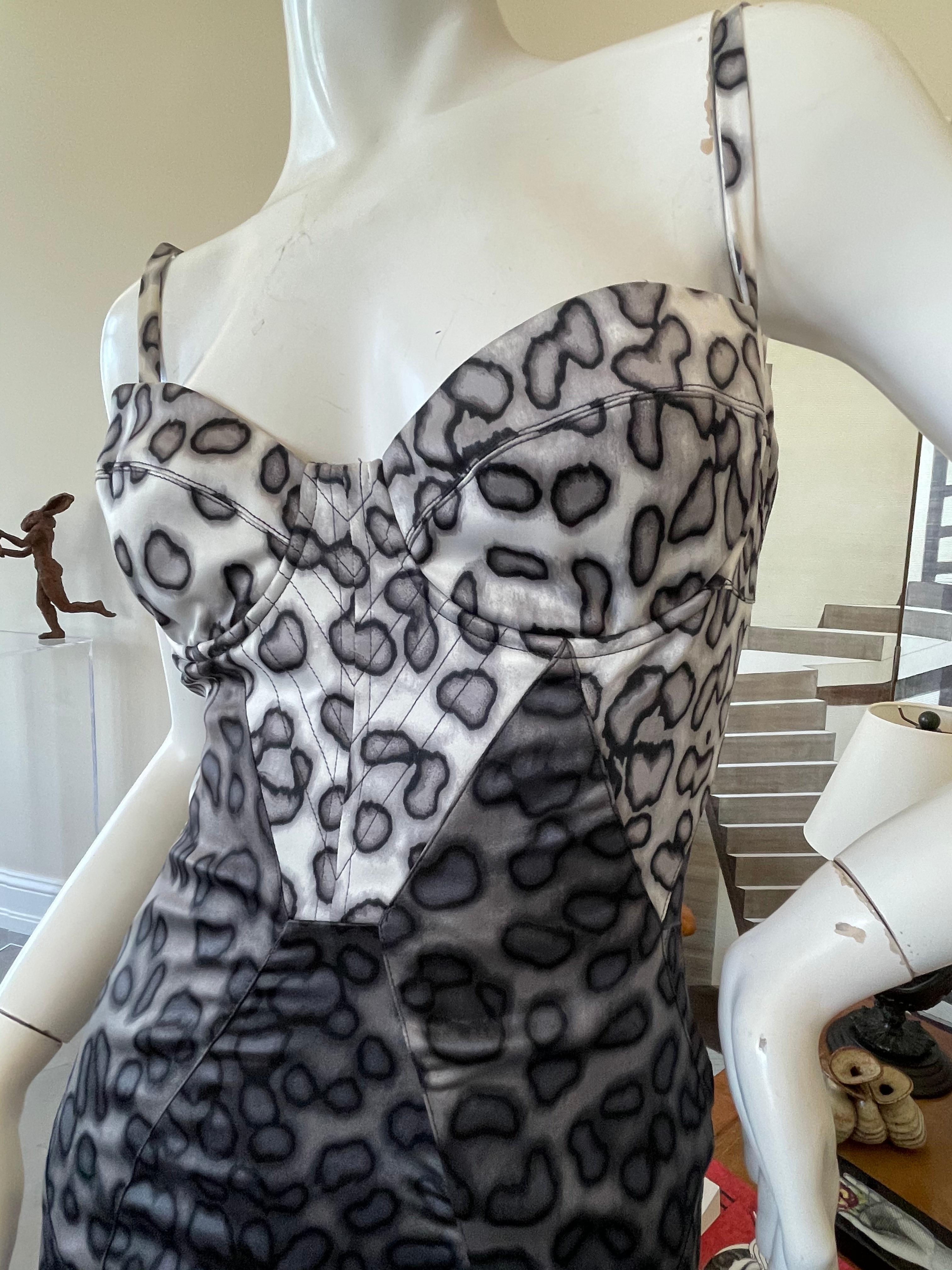 Black Roberto Cavalli Just Cavalli Leopard Print Corset Dress w Underwire Bra For Sale