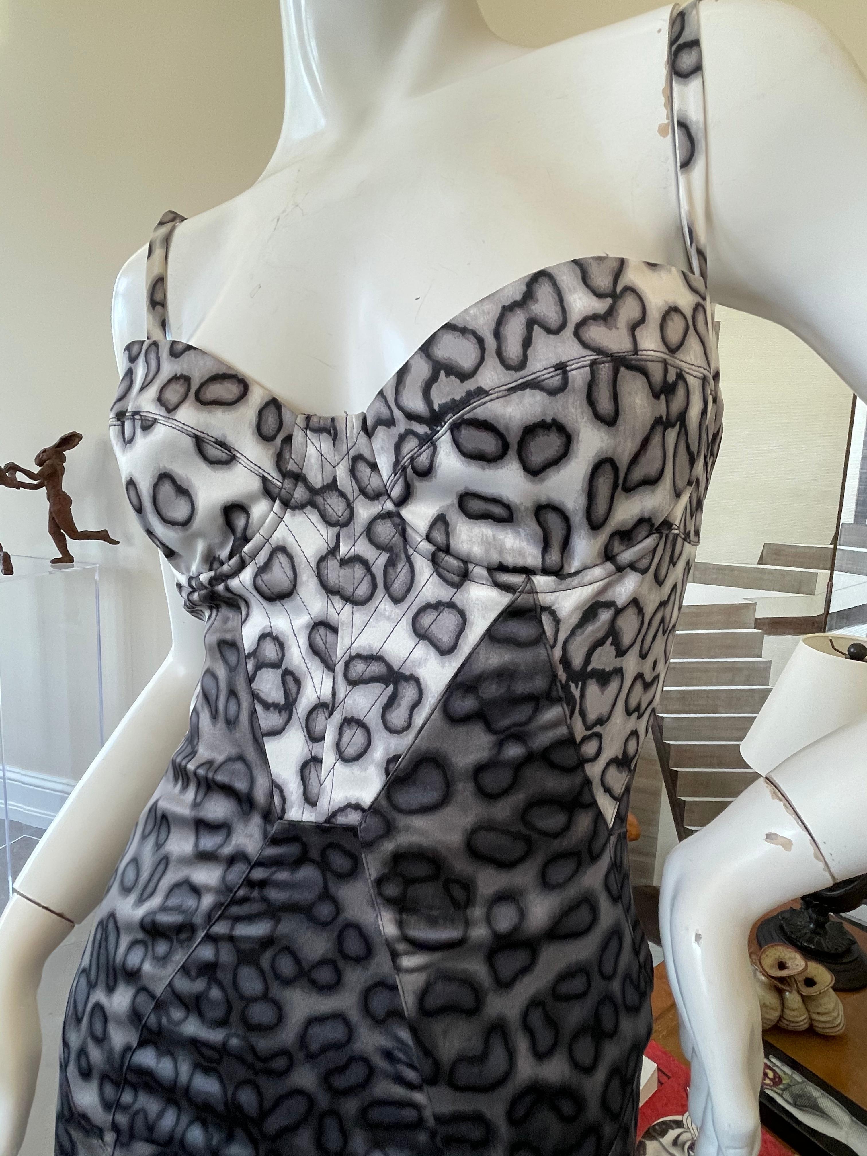 Roberto Cavalli Just Cavalli Leopard Print Corset Dress w Underwire Bra In Excellent Condition For Sale In Cloverdale, CA