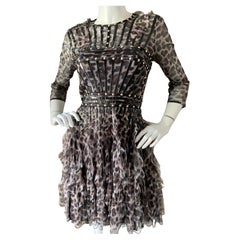 Vintage Roberto Cavalli Just Cavalli Leopard Print Dress w Faux Leather Bondage Straps