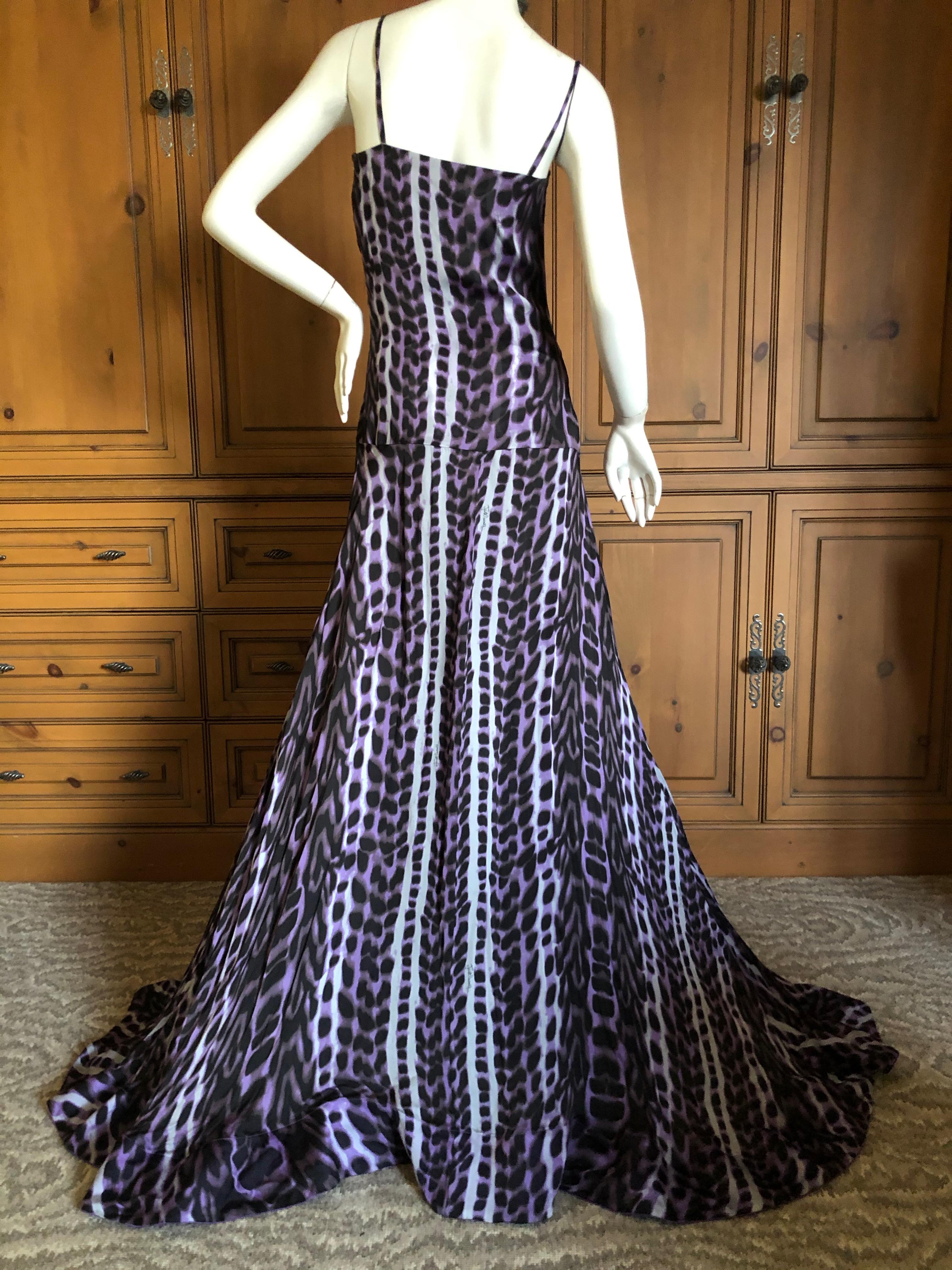  Roberto Cavalli Just Cavalli Leopard Print Silk Evening Gown Long Weighted Hem  For Sale 1
