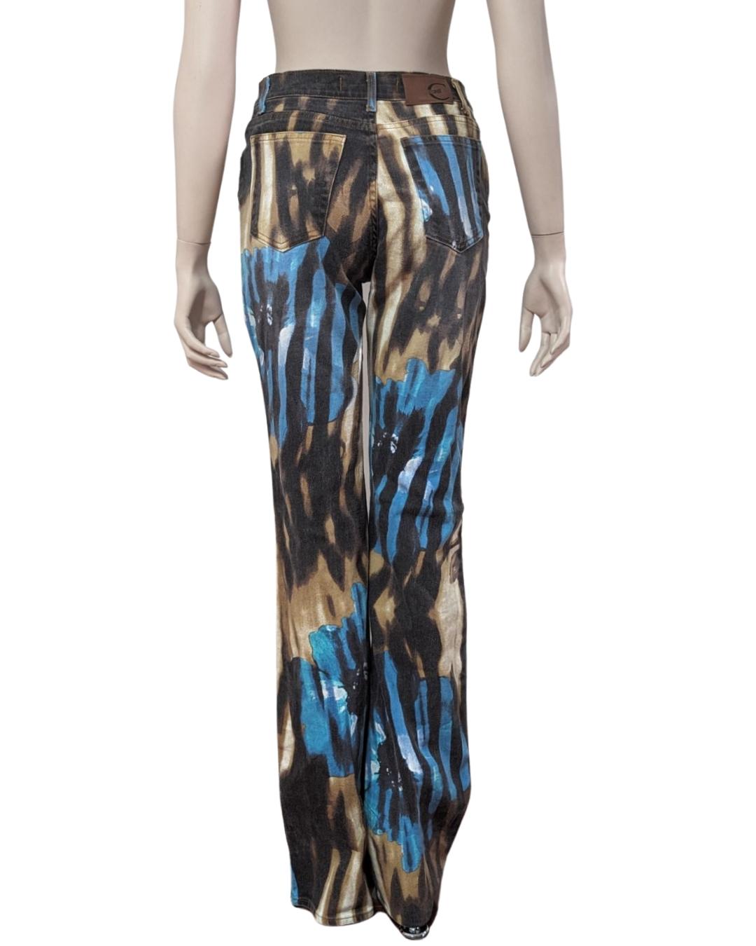 Women's Roberto Cavalli - Just Cavalli line Abstract brown and turquoise pants For Sale