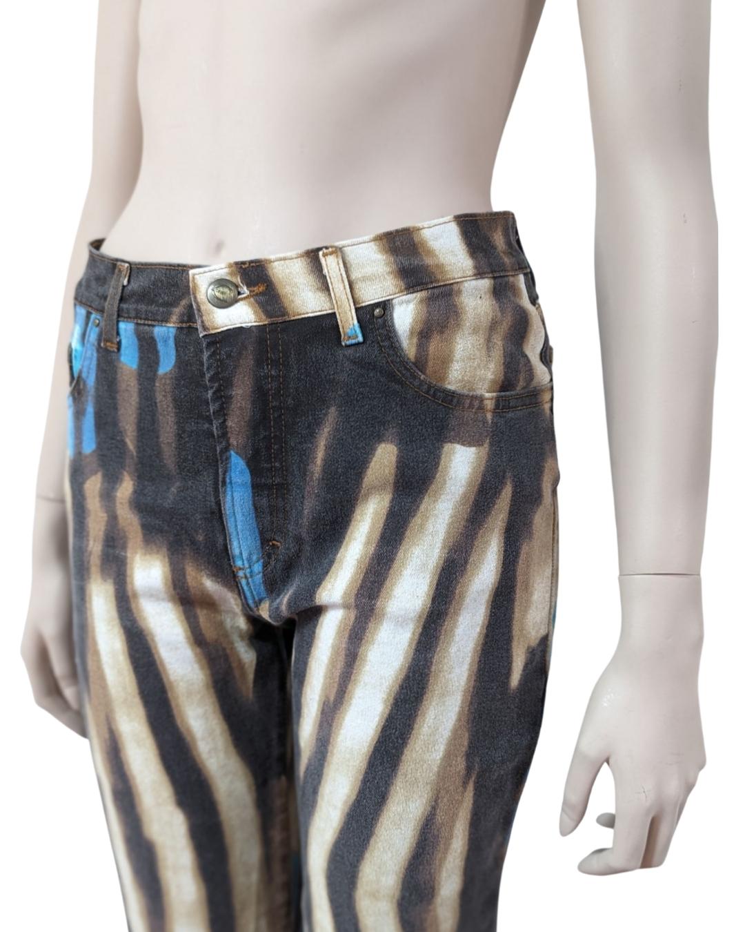 Roberto Cavalli - Just Cavalli line Abstract brown and turquoise pants For Sale 3