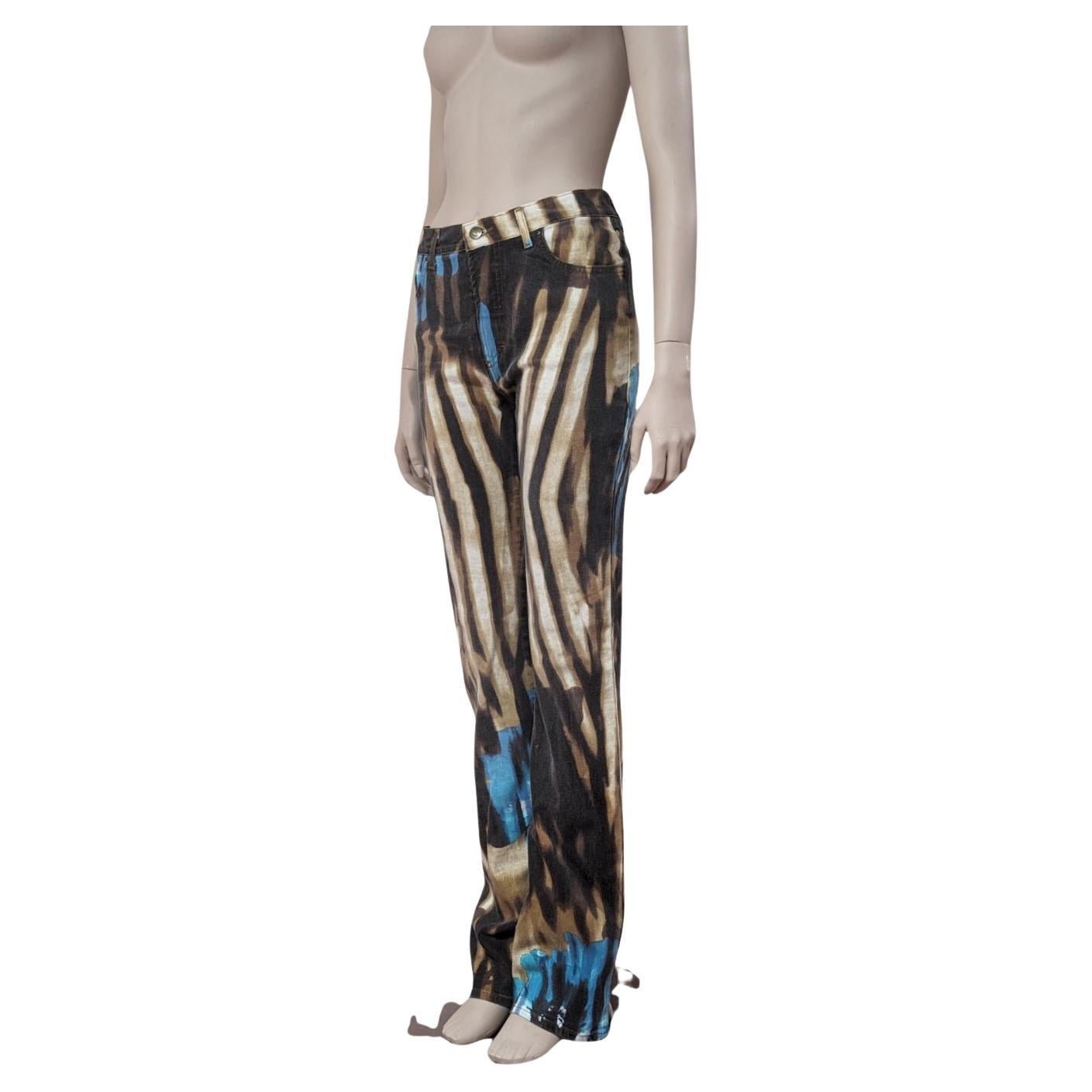 Roberto Cavalli - Just Cavalli line Abstract brown and turquoise pants For Sale