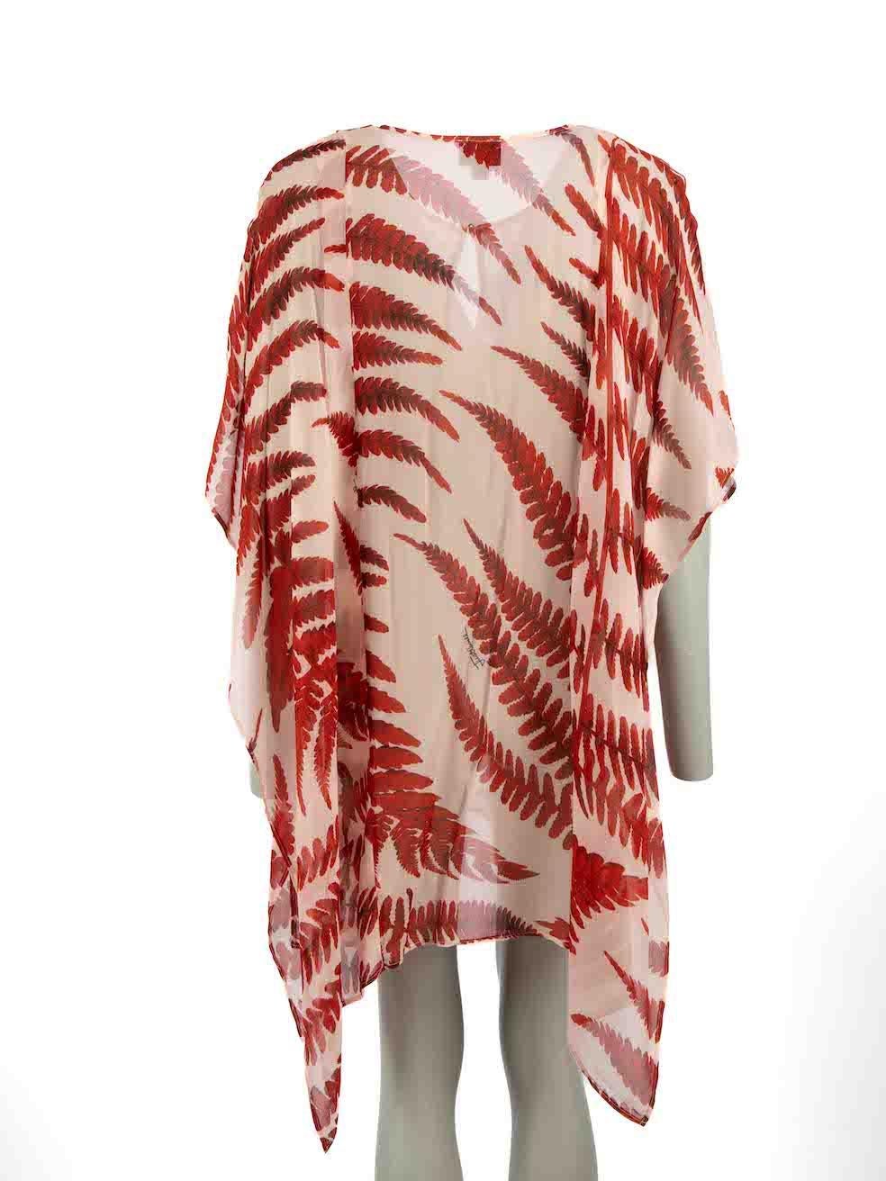Roberto Cavalli Just Cavalli Pink Fern Print Sheer Kaftan Dress Size S In Excellent Condition For Sale In London, GB