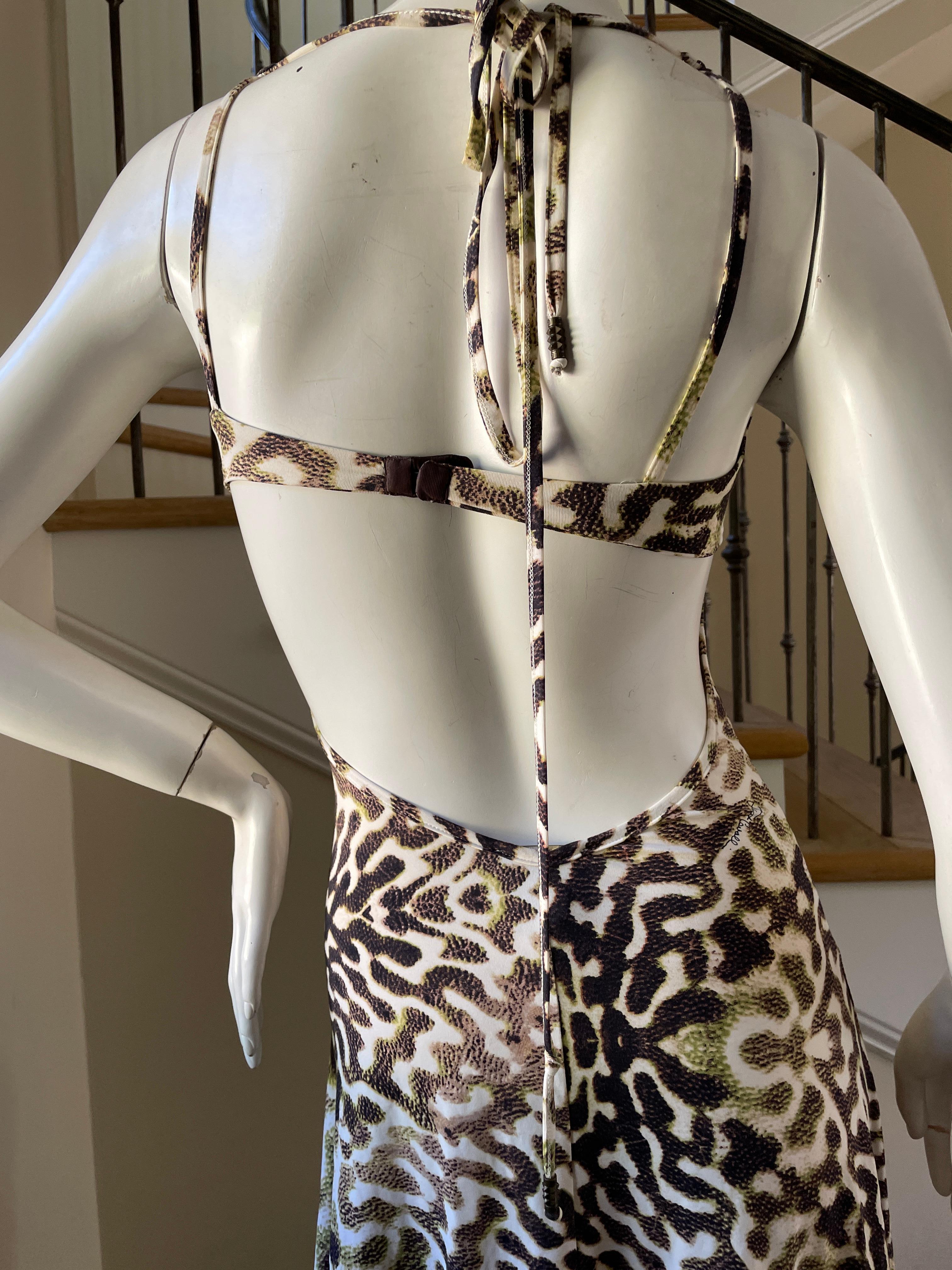 Gray Roberto Cavalli Just Cavalli Vintage Animal Print Dress with Sexy Back For Sale