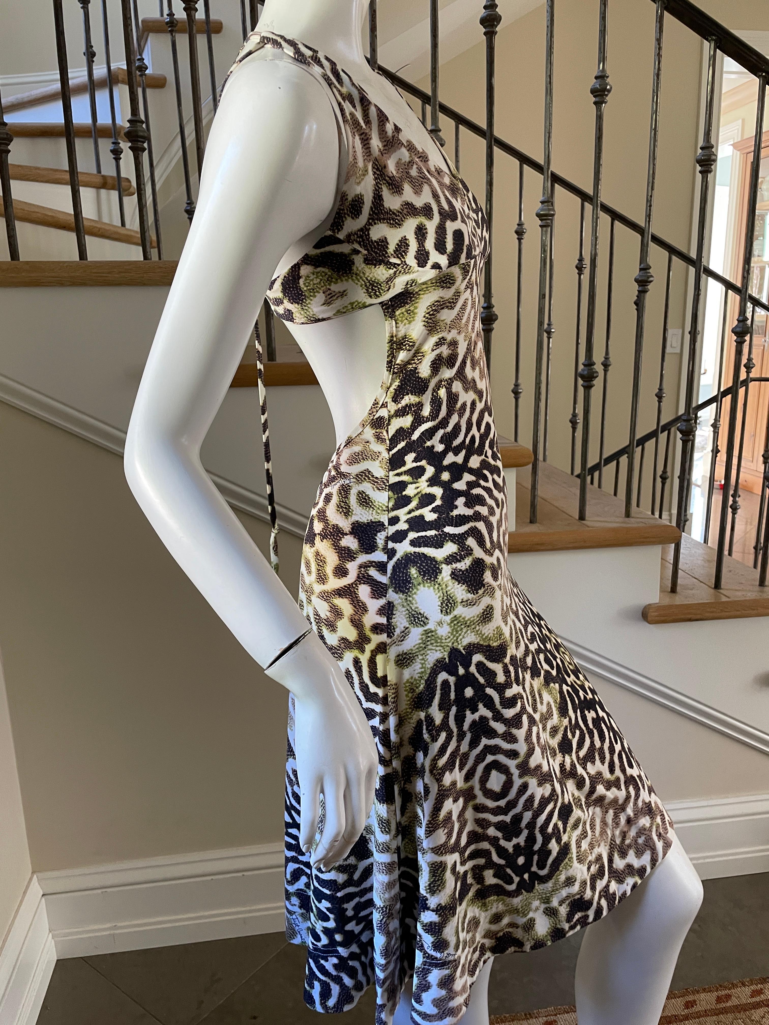 Roberto Cavalli Just Cavalli Vintage Animal Print Dress with Sexy Back In Excellent Condition For Sale In Cloverdale, CA