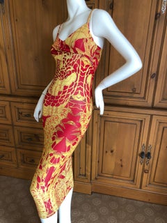 Roberto Cavalli Just Cavalli Vintage Aubrey Beardsley Salome Peacock Print Dress