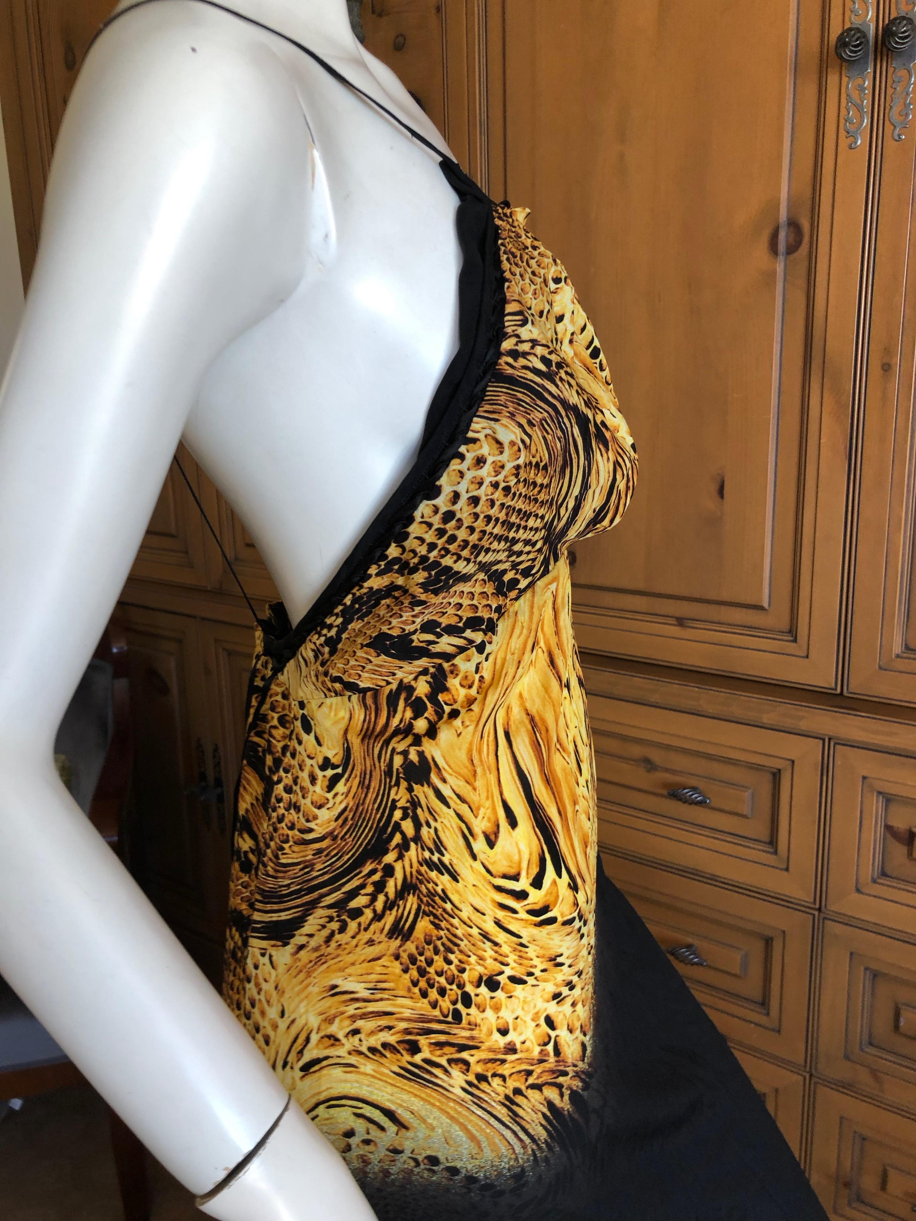 Roberto Cavalli Just Cavalli Vintage Backless Halter Style Silk Evening Dress In Excellent Condition In Cloverdale, CA