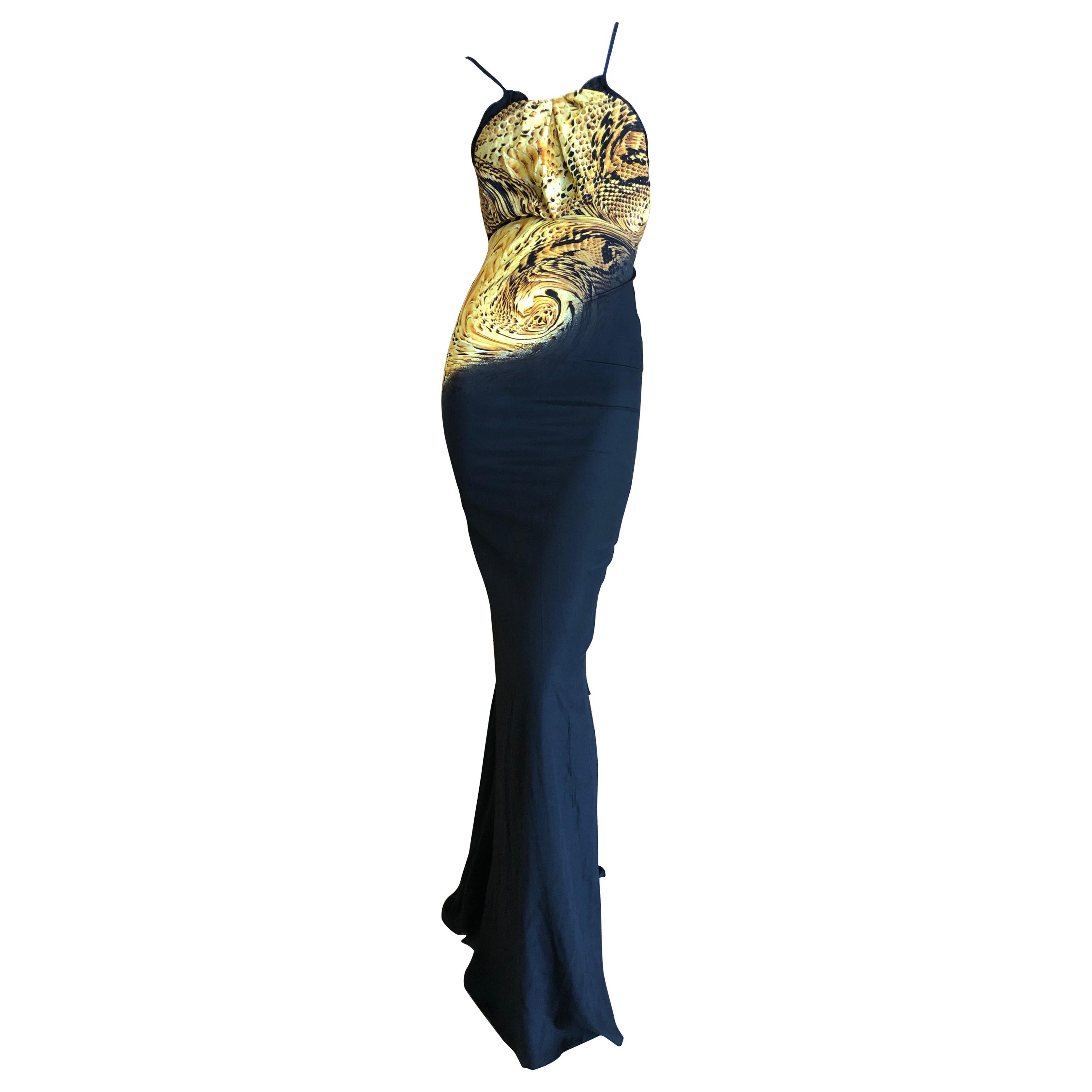 Roberto Cavalli Just Cavalli Vintage Backless Halter Style Silk Evening Dress